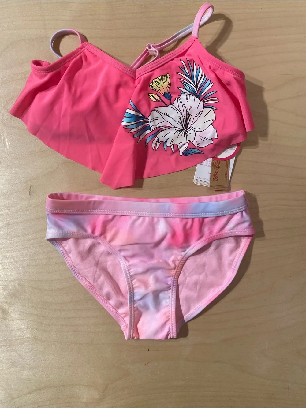 Justice Pink Girls Swim Set Top and Bottom 10 (RG)